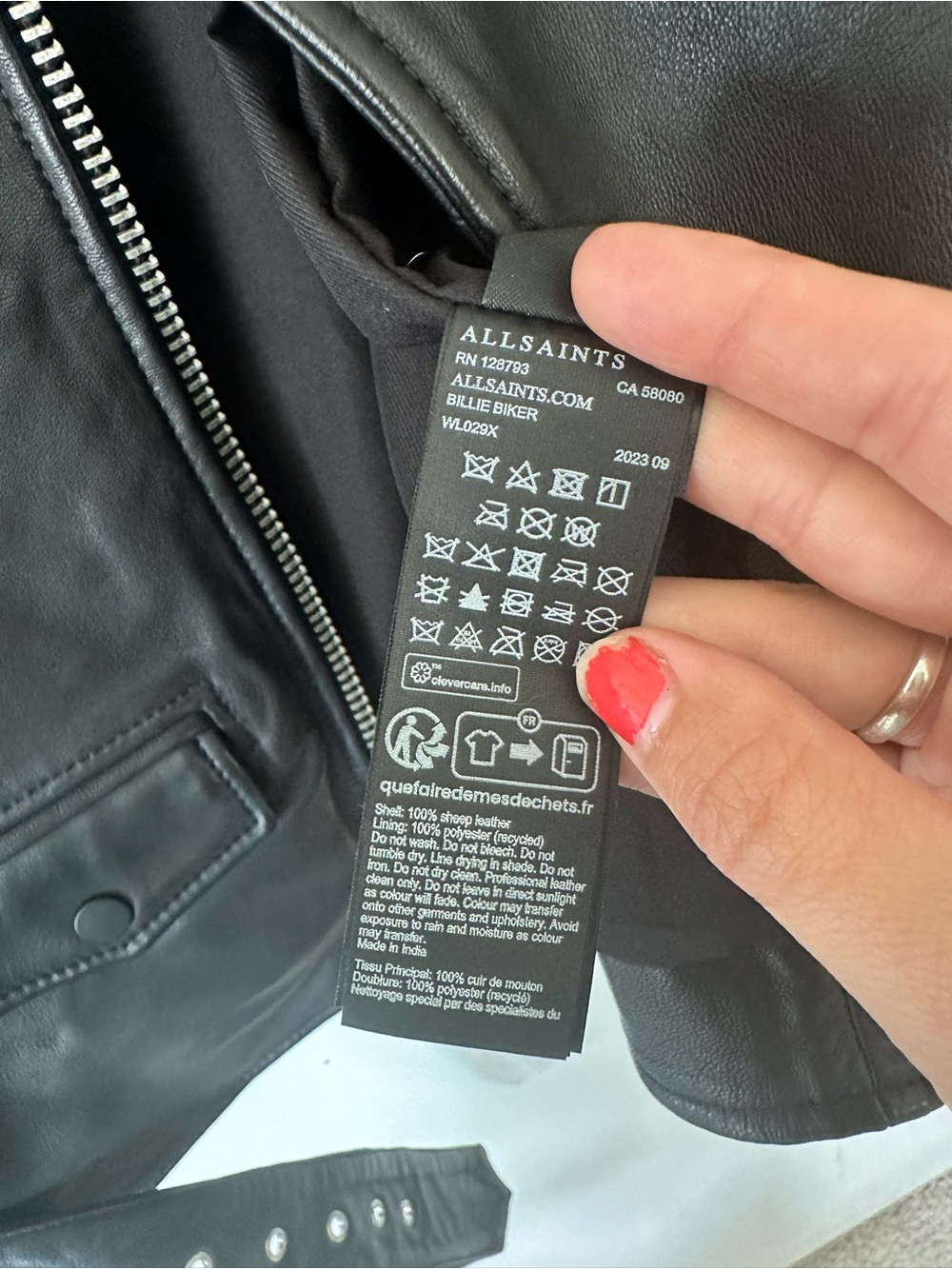 All Saints Oversized Billie Biker Black Leather Moto Jacket Womens Size M - Picture 8 of 10